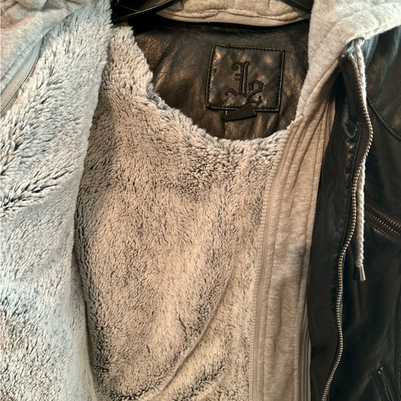 J2 Black Vegan Leather Jacket XS with Removable Hood - Picture 4 of 10